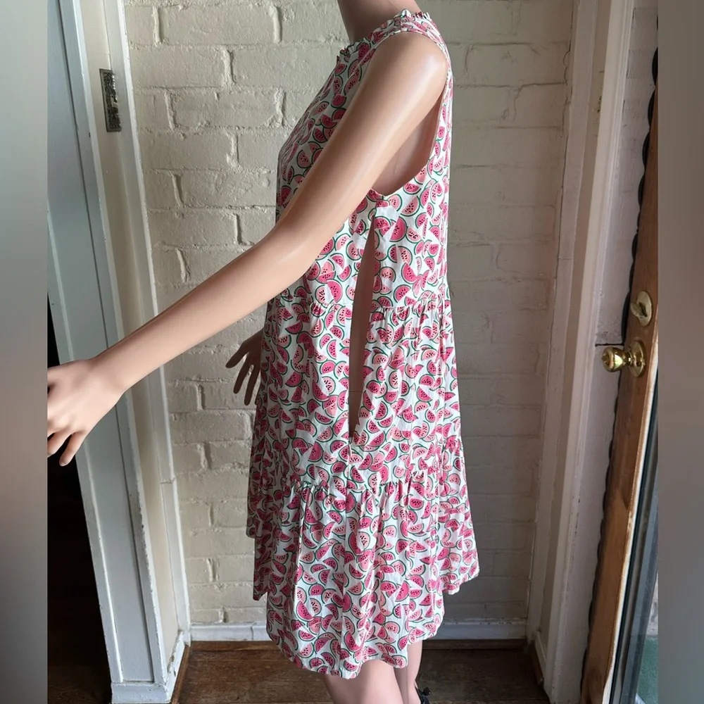 J.Crew size 4 white and pink watermelon summer pattern flowy dress
